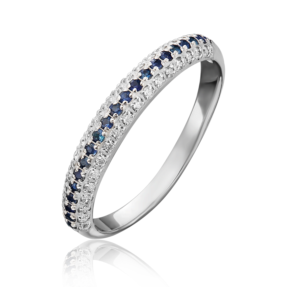 Кольцо из белого золота с бриллиантами и сапфирами 01-1479-00-105-1120-30