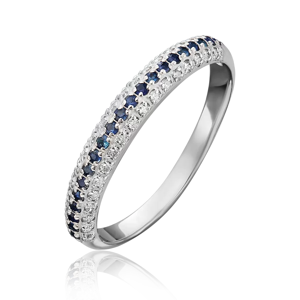 Кольцо из белого золота с бриллиантами и сапфирами 01-1479-00-105-1120-30