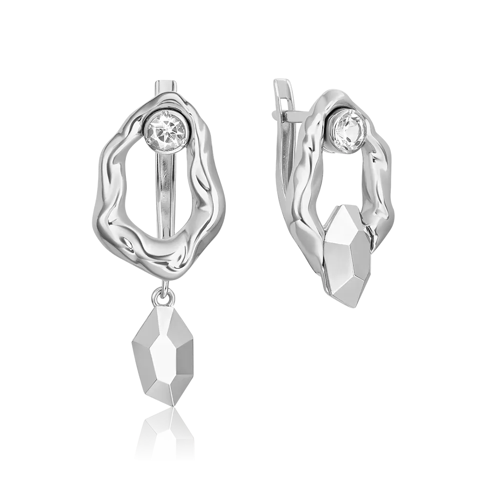 Серьги с английским замком из белого золота с натуральным топазом white 02-5045-00-201-1120