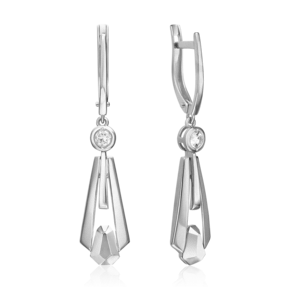 Серьги с английским замком из белого золота с натуральным топазом white 02-5036-00-201-1120