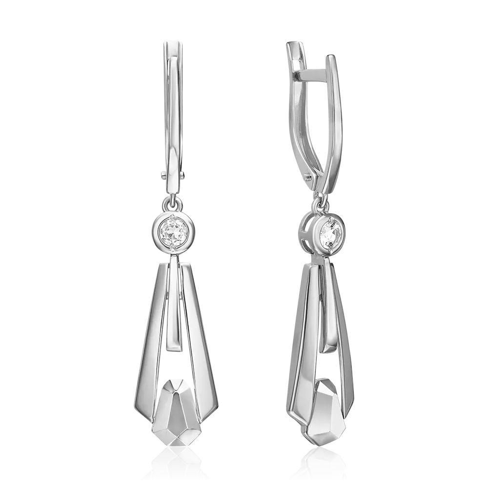 Серьги с английским замком из белого золота с натуральным топазом white 02-5036-00-201-1120