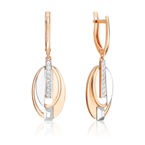 Серьги с английским замком из комбинированного золота с натуральными топазами white 02-5027-00-201-1111