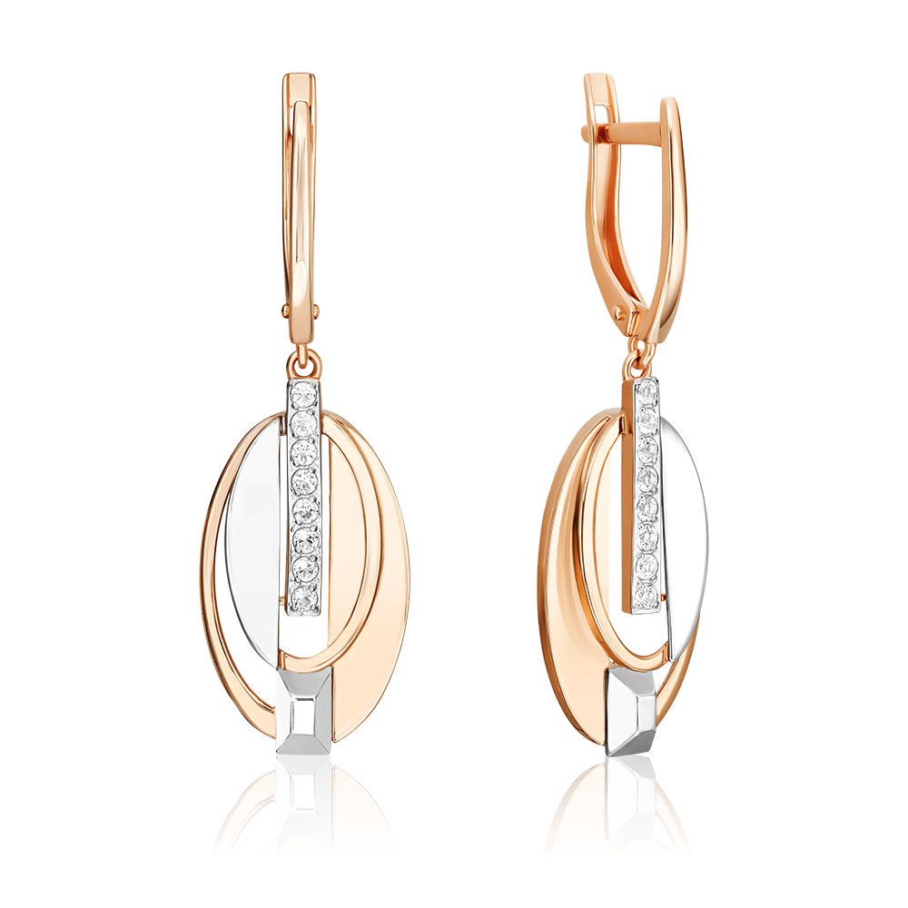 Серьги с английским замком из комбинированного золота с натуральными топазами white 02-5027-00-201-1111