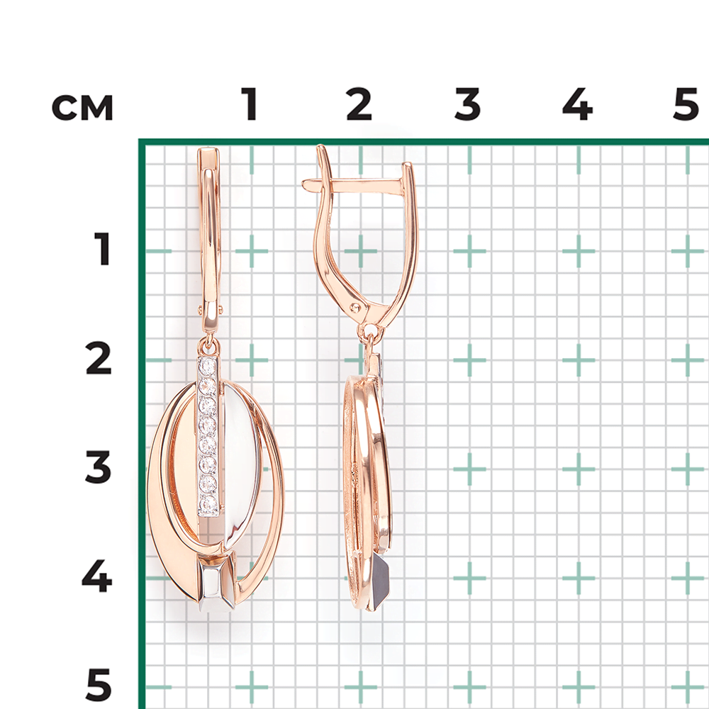 Серьги с английским замком из комбинированного золота с натуральными топазами white 02-5027-00-201-1111