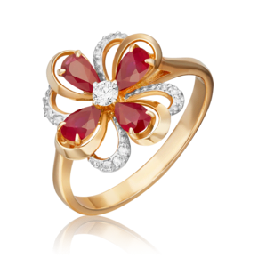 Кольцо из красного золота с рубинами и бриллиантами 01-1465-00-107-1110-30