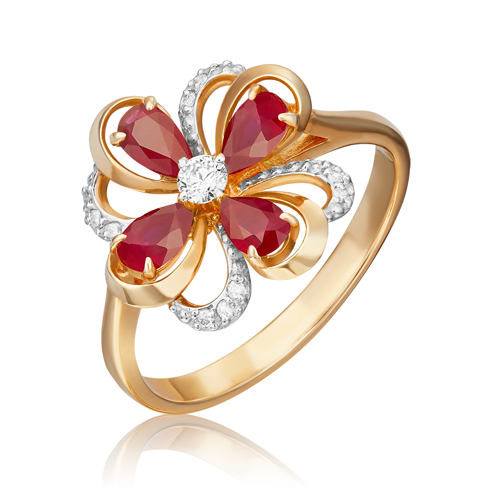 Кольцо из красного золота с рубинами и бриллиантами 01-1465-00-107-1110-30