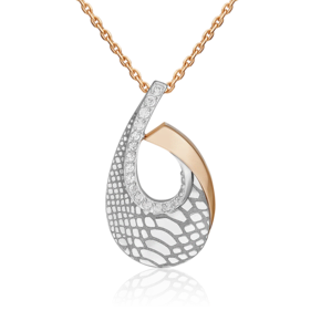 Подвеска с принтом «Питон» из комбинированного золота с фианитами 03-3445-00-401-1111