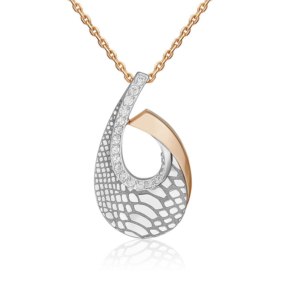 Подвеска с принтом «Питон» из комбинированного золота с фианитами 03-3445-00-401-1111