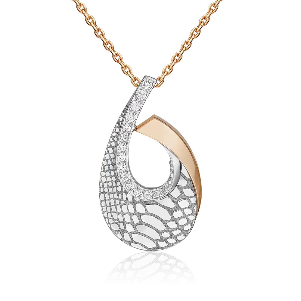 Подвеска с принтом «Питон» из комбинированного золота с фианитами 03-3445-00-401-1111