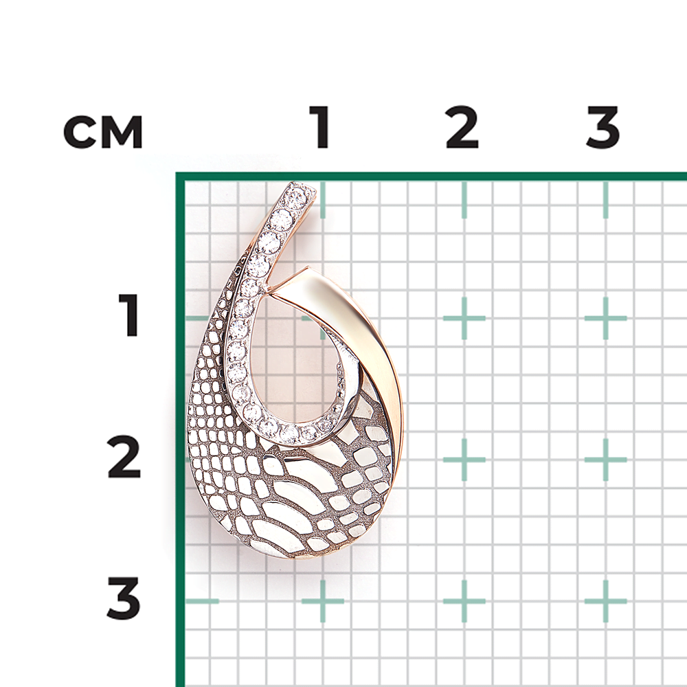 Подвеска с принтом «Питон» из комбинированного золота с фианитами 03-3445-00-401-1111