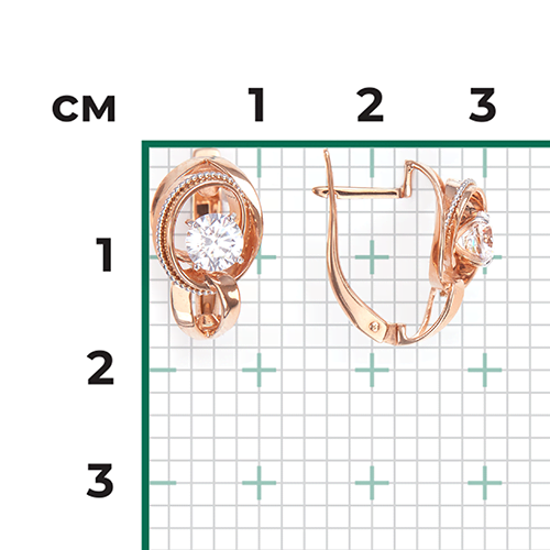 Серьги с английским замком из комбинированного золота с фианитом 02-4591-00-501-1111-38