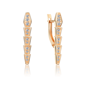 Серьги «Змеи» с английским замком из красного золота с фианитами 02-5513-00-401-1110