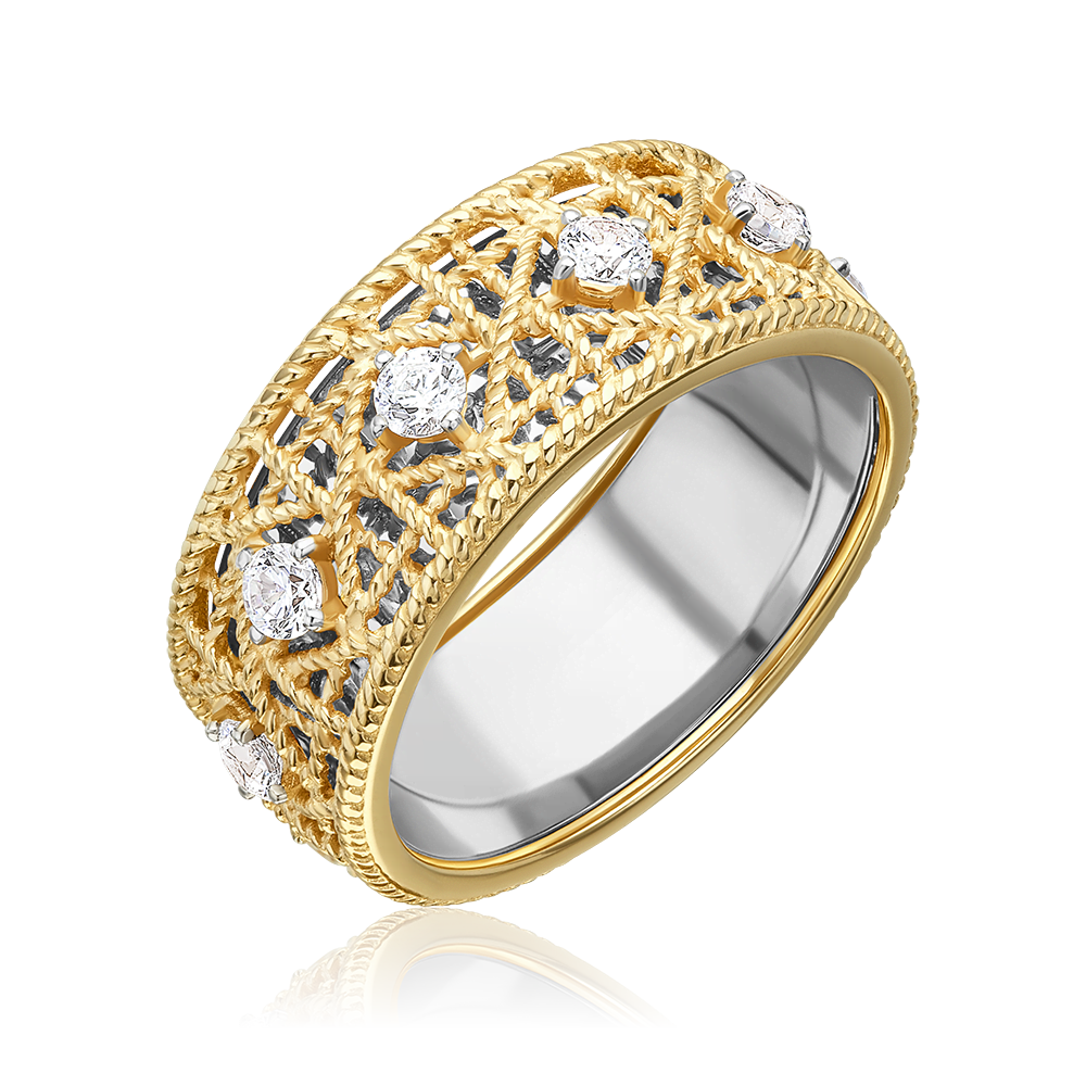 Кольцо из комбинированного золота с фианитами 01-5921-00-401-1121