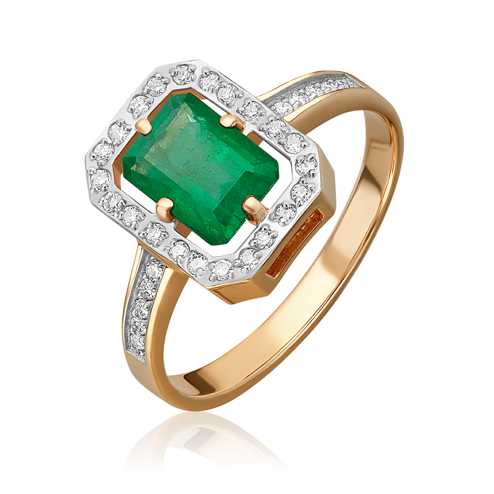 Кольцо из красного золота с изумрудом и бриллиантами 01-2322-00-106-1110-30
