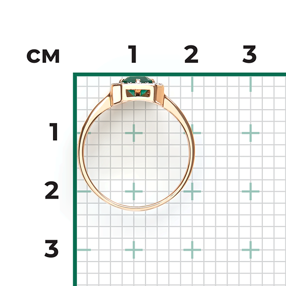 Кольцо из красного золота с изумрудом и бриллиантами 01-2322-00-106-1110-30