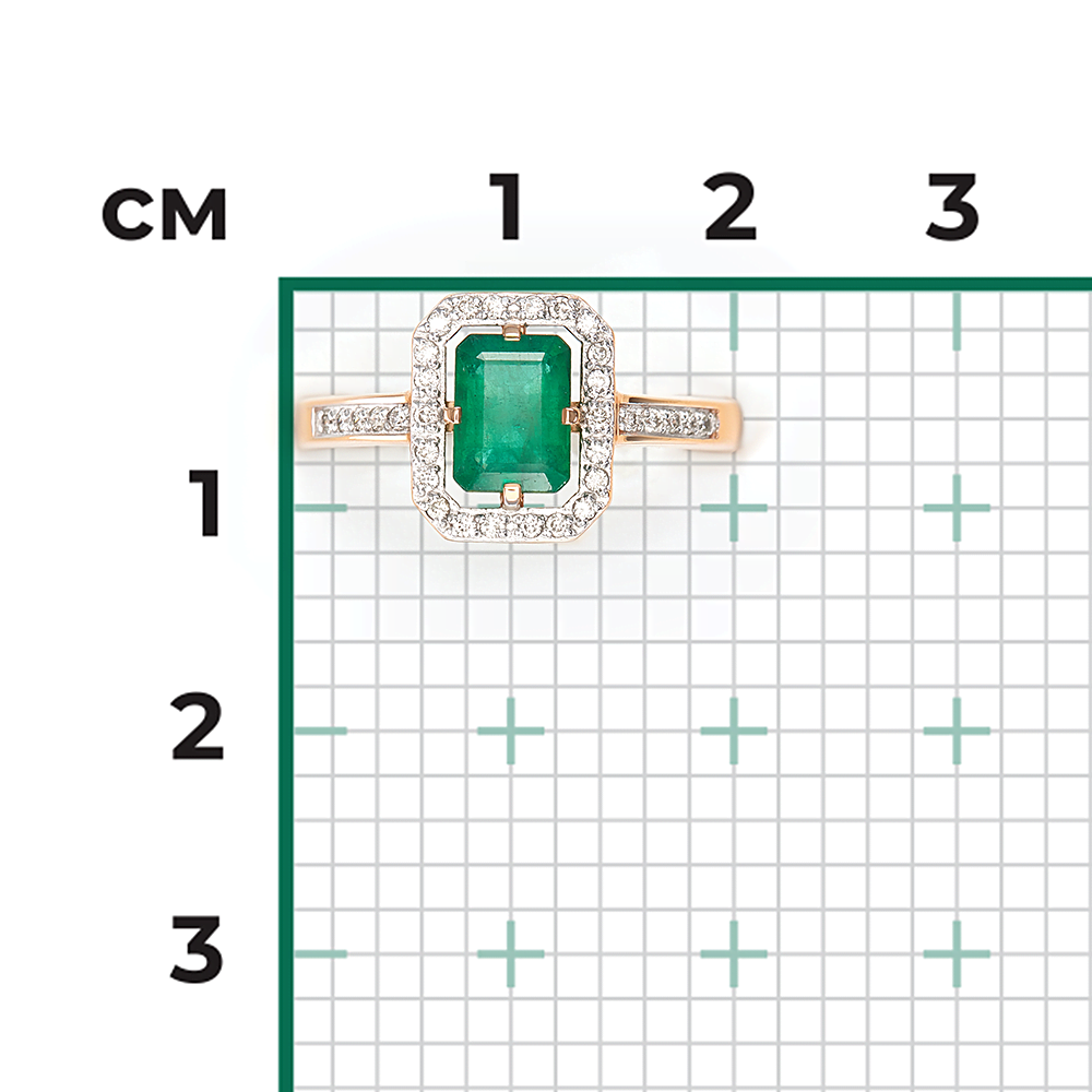 Кольцо из красного золота с изумрудом и бриллиантами 01-2322-00-106-1110-30