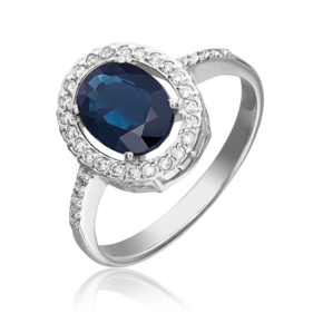 Кольцо из белого золота с сапфиром и бриллиантами 01-2327-00-105-1120-30