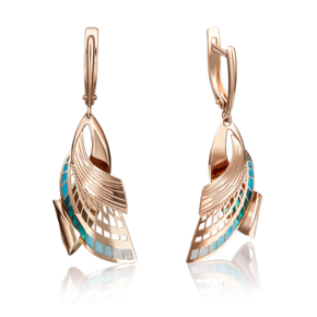 Серьги с английским замком из красного золота с эмалью 02-4083-00-000-1110-59