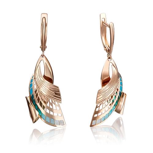 Серьги с английским замком из красного золота с эмалью 02-4083-00-000-1110-59