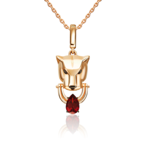 Подвеска «Пантера» из красного золота с гранатом 03-3629-00-204-1110