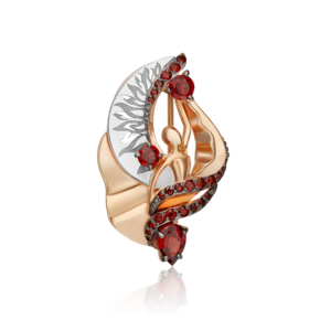 Брошь «Стихия Огня» из комбинированного золота с гранатами 04-0291-00-204-1111