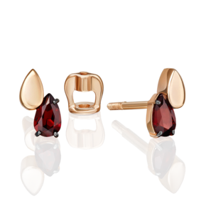 Серьги-пусеты из красного золота с гранатом 02-5403-00-204-1110
