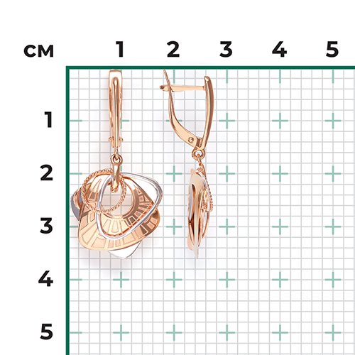 Серьги с английским замком из комбинированного золота 02-4253-00-000-1111-48