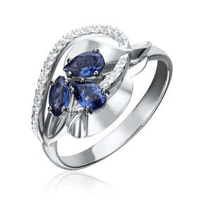 Кольцо из белого золота с сапфирами и бриллиантами 01-5221-00-105-1120-30