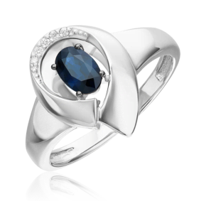 Кольцо из белого золота с сапфиром и бриллиантами 01-5747-00-105-1120