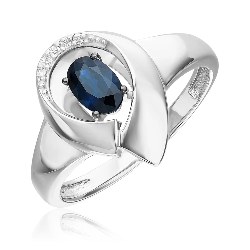 Кольцо из белого золота с сапфиром и бриллиантами 01-5747-00-105-1120