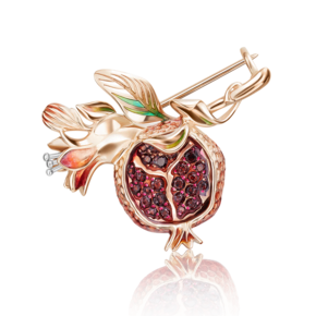 Брошь «Спелый гранат» из красного золота с гранатами и эмалью 04-0186-00-204-1110-57