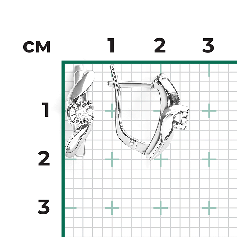 Серьги с английским замком из белого золота с бриллиантом 02-5256-00-101-1120