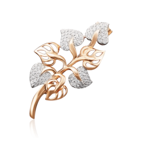 Брошь «Ветвь» из красного золота с фианитами 04-0119-00-401-1110-33