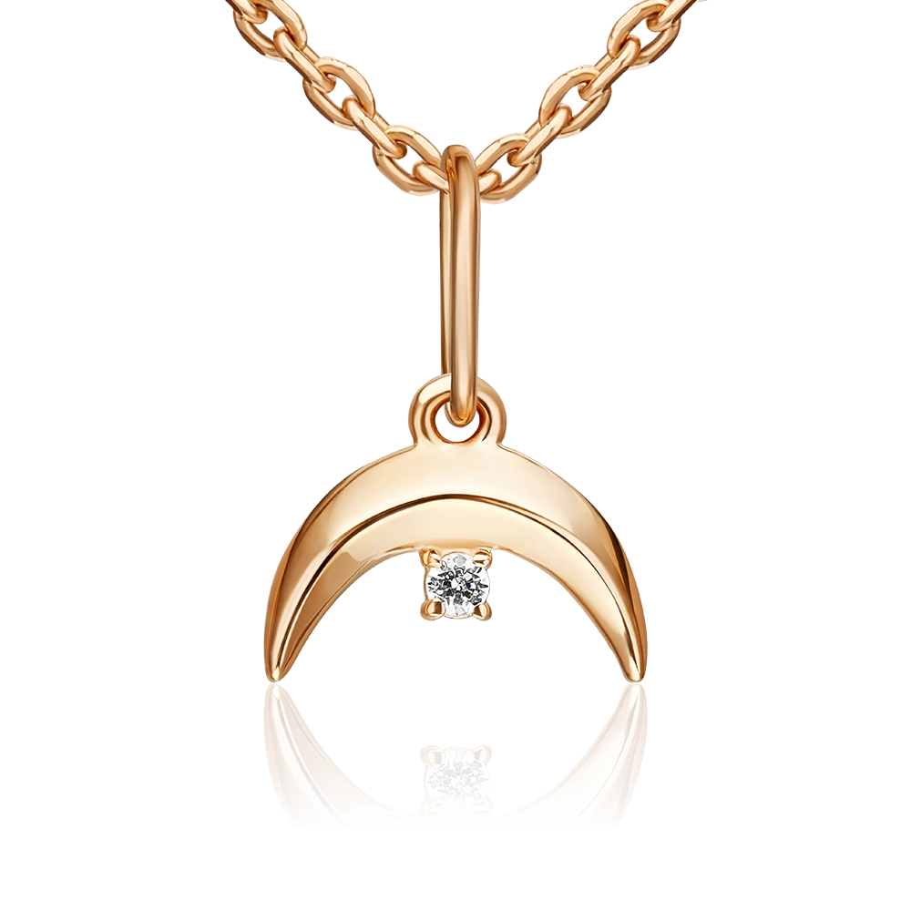 Подвеска «Лунница» из красного золота с фианитом 03-3671-00-401-1110