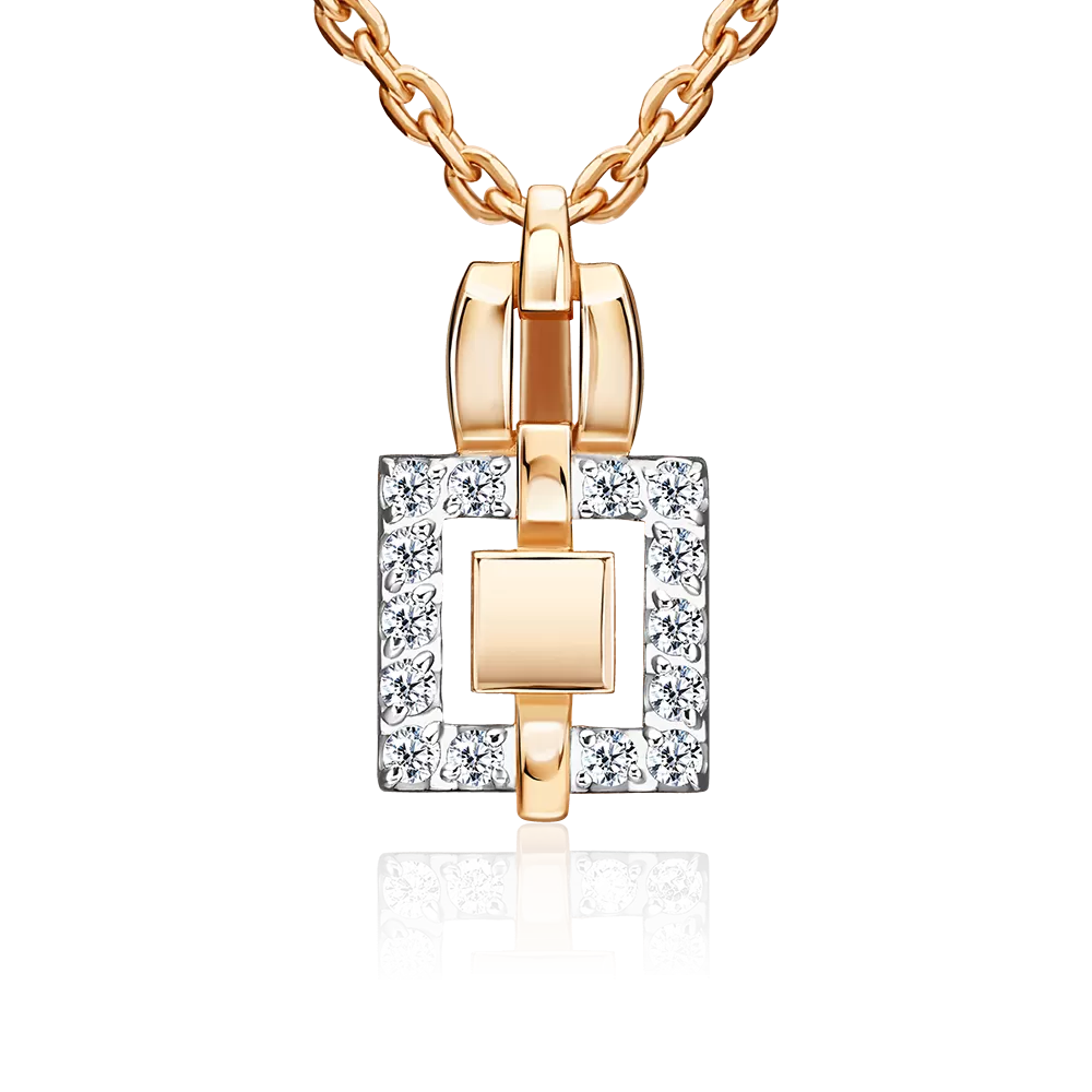 Подвеска из красного золота с фианитом 03-3677-00-401-1110