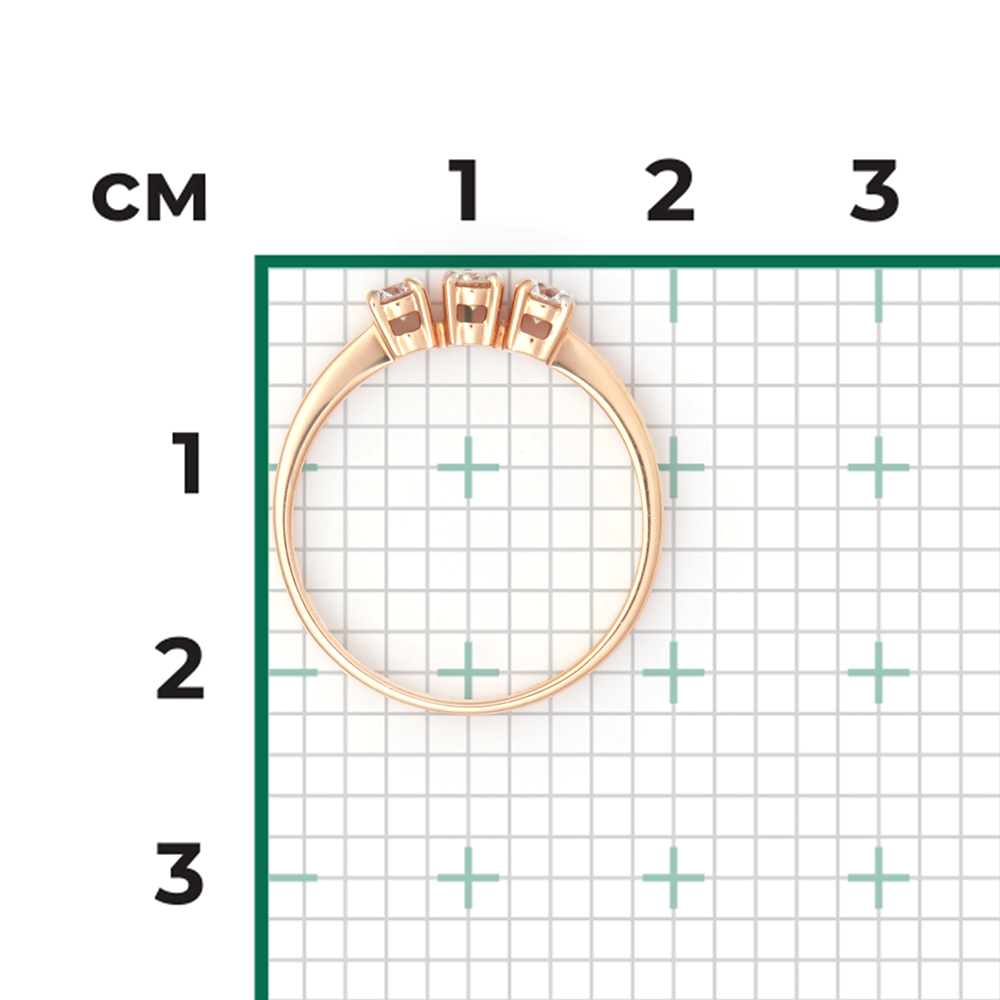 Кольцо из красного золота с фианитами 01-0393-00-501-1110-38