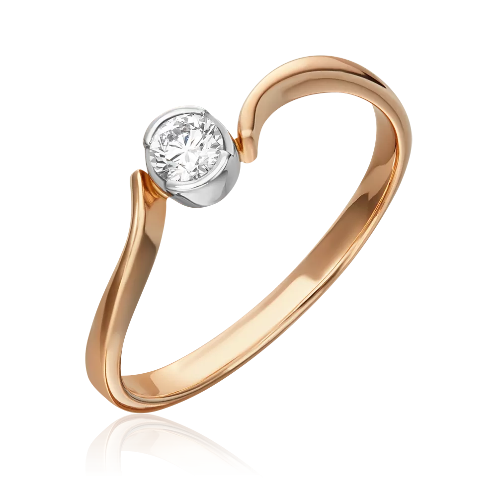 Помолвочное кольцо из комбинированного золота с фианитом 01-0309-00-501-1111-38