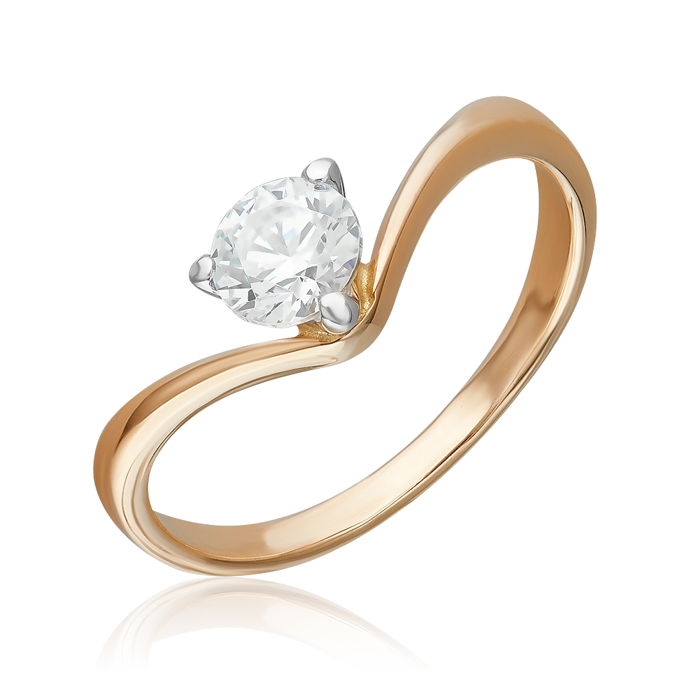 Помолвочное кольцо из комбинированного золота с фианитом 01-0581-00-501-1111-38