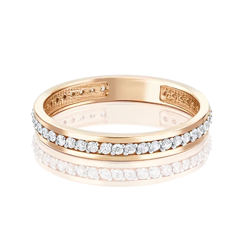 Обручальное кольцо из красного золота с фианитами 01-2780-00-401-1110-24