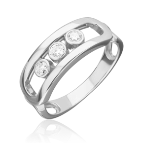 Кольцо из белого золота с фианитами