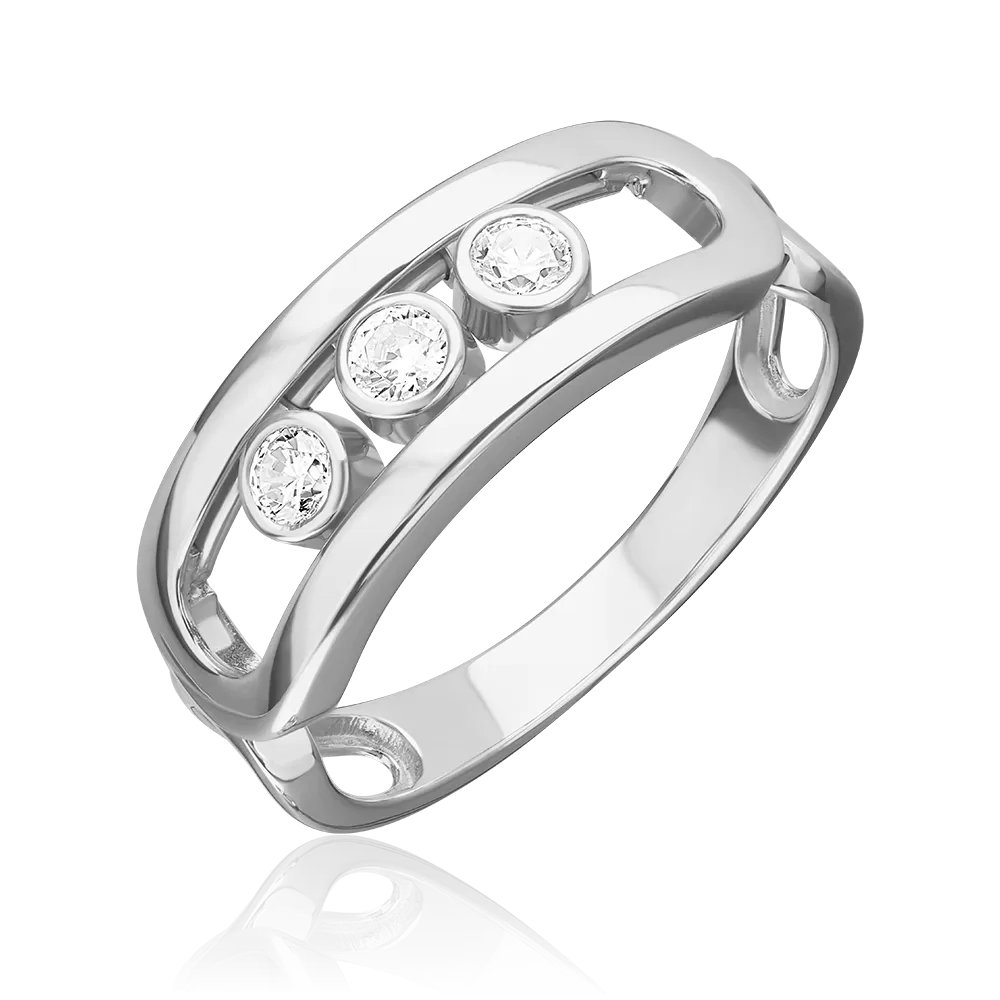 Кольцо из белого золота с фианитами 01-5904-00-401-1120