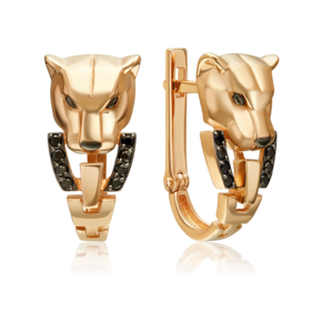 Серьги «Пантеры» с английским замком из красного золота с фианитами 02-5499-00-402-1110