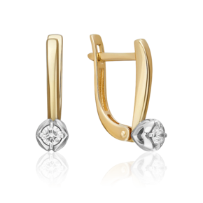 Серьги с английским замком из комбинированного золота с бриллиантом 02-5336-00-101-1121