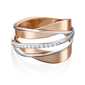 Кольцо из комбинированного золота с фианитами 01-5002-00-401-1111-03