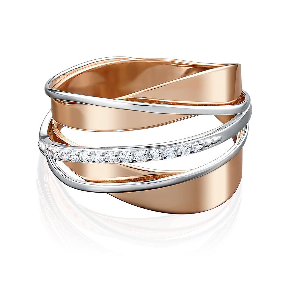 Кольцо из комбинированного золота с фианитами 01-5002-00-401-1111-03