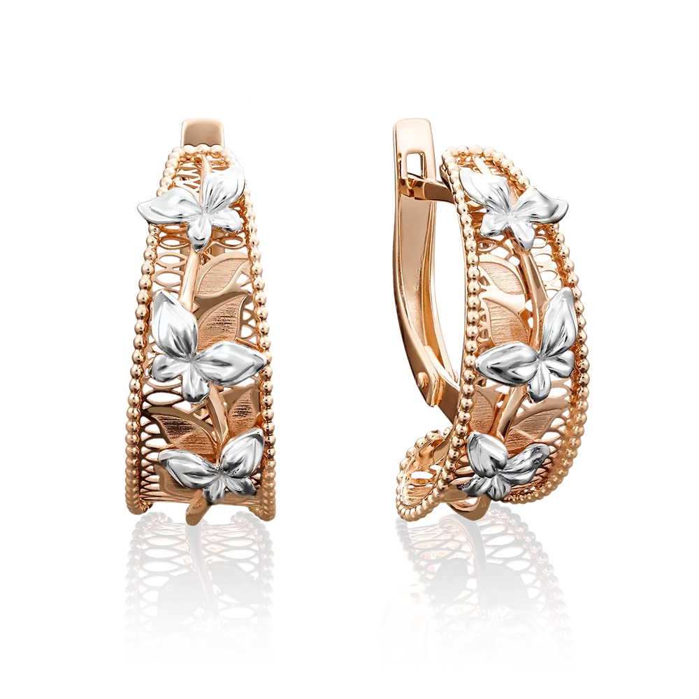 Серьги «Танец бабочек» с английским замком из красного золота 02-3895-00-000-1110-48