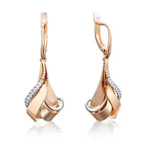 Серьги с английским замком из красного золота с фианитами 02-3896-00-401-1110-03