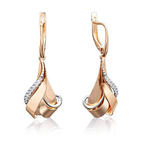 Серьги с английским замком из красного золота с фианитами 02-3896-00-401-1110-03