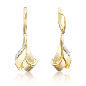 Серьги с английским замком из лимонного золота с фианитами 02-3896-00-401-1130-03