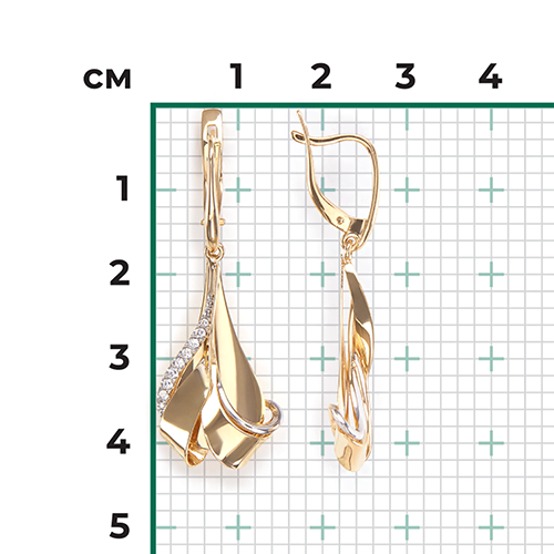 Серьги с английским замком из лимонного золота с фианитами 02-3896-00-401-1130-03